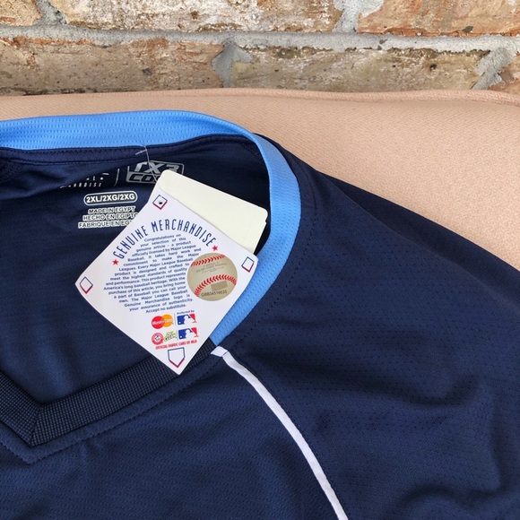 Genuine Merchandise Men's Navy White Tampa Bay Rays Pull On Baseball Jersey 2XL - Picture 7 of 12